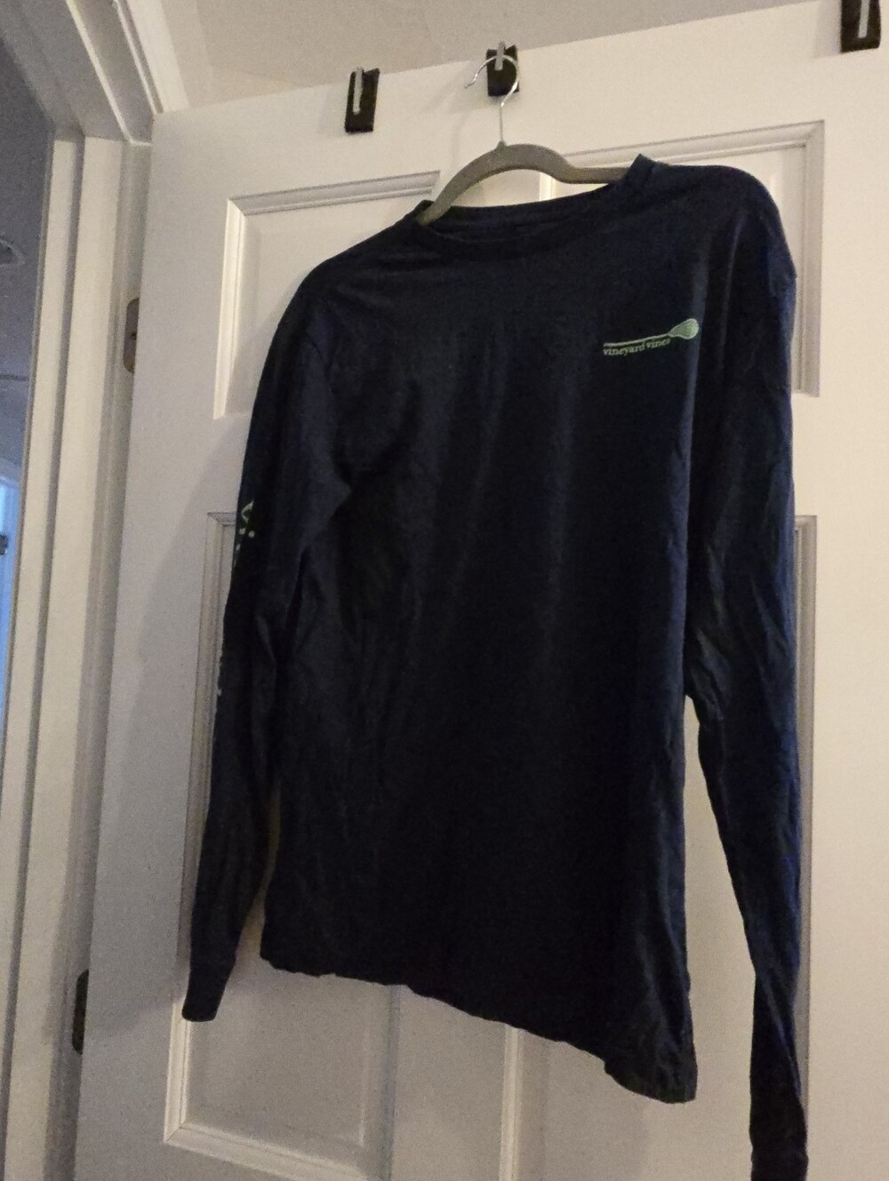 EUC Vineyard Vines Men's Long-Sleeve Lacrosse Tee in Navy with Mint Logo Men's S